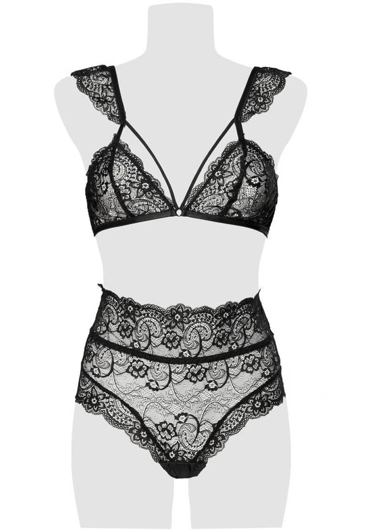 Grey Velvet Gabriella Lace Set Black New In