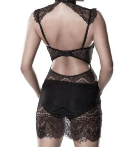 Grey Velvet Tess Lace Set Black