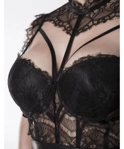 Grey Velvet Tess Lace Set Black