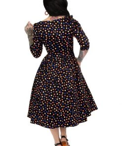 Hearts & Roses Ophelia Polkadot 50's Swing Dress Black New In