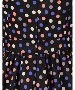 Hearts & Roses Ophelia Polkadot 50's Swing Dress Black New In