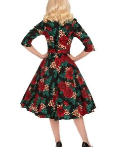 New In Hearts & Roses Anne Manie 50's Swing Dress Black