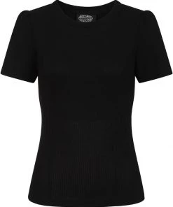 New In Hearts & Roses Susan Knitted 60's Top Black