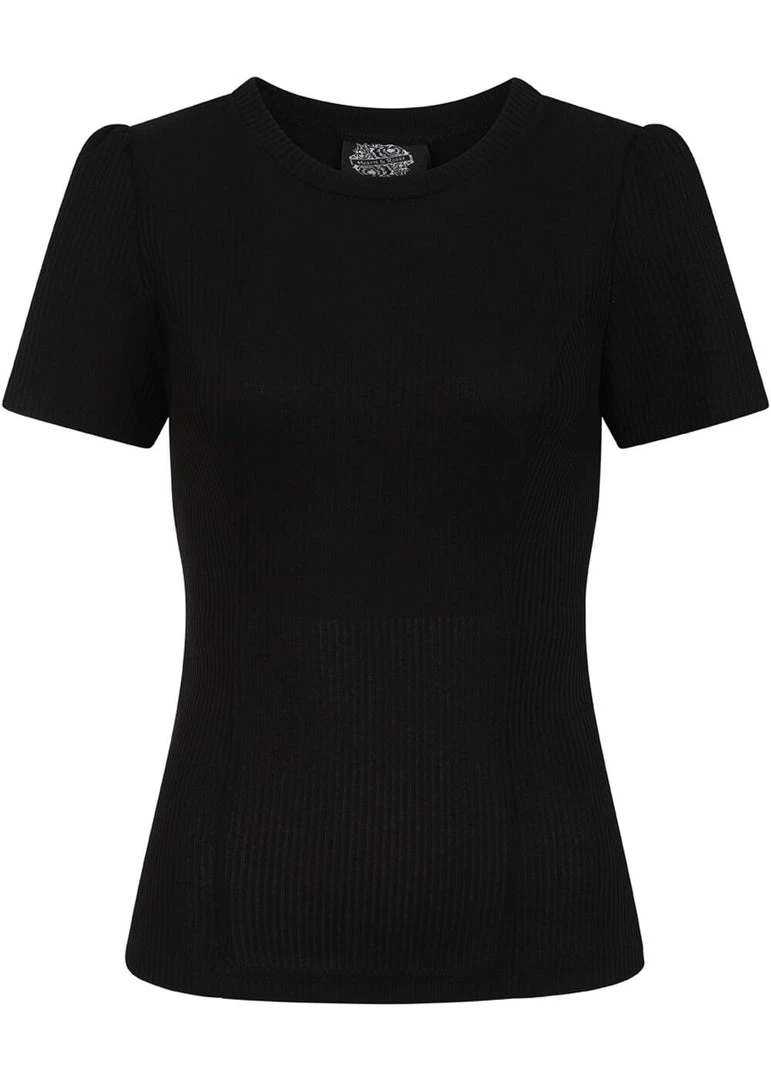 New In Hearts & Roses Susan Knitted 60's Top Black