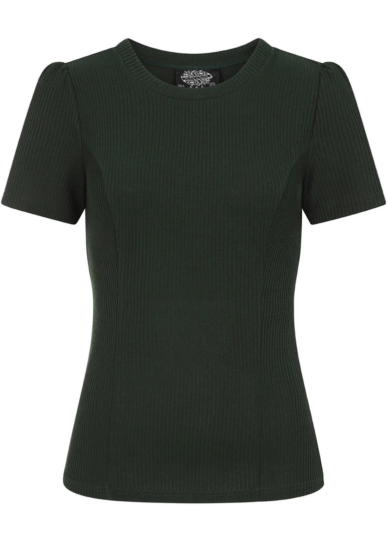 Hearts & Roses Susan Knitted 60's Top Green New In