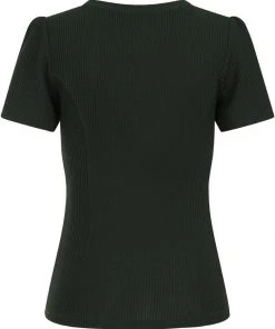 Hearts & Roses Susan Knitted 60's Top Green New In