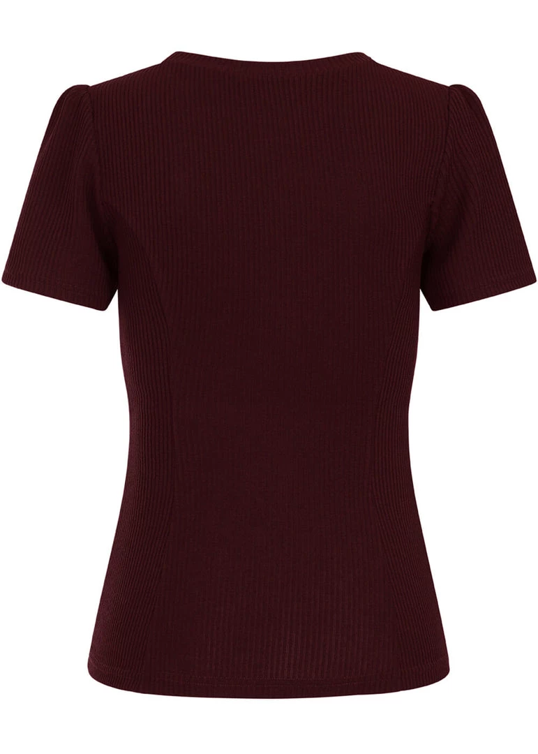 New In Hearts & Roses Susan Knitted 60's Top In Burgundy