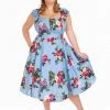 Hearts & Roses Jolene Floral 50's Swing Dress Blue