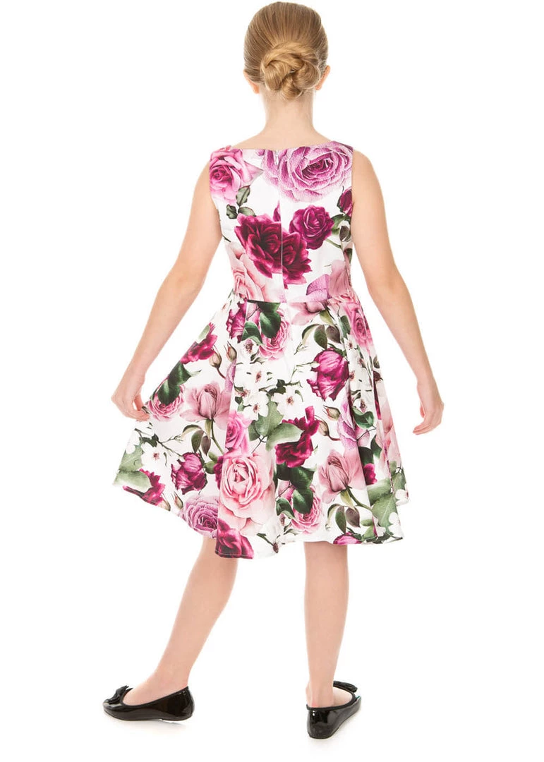 Hearts & Roses Kids Alice Floral 50's Swing Dress Pink New In