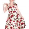 Hearts & Roses With Love 50's Swing Dress Ivory New In