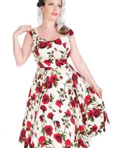 Hearts & Roses With Love 50's Swing Dress Ivory New In