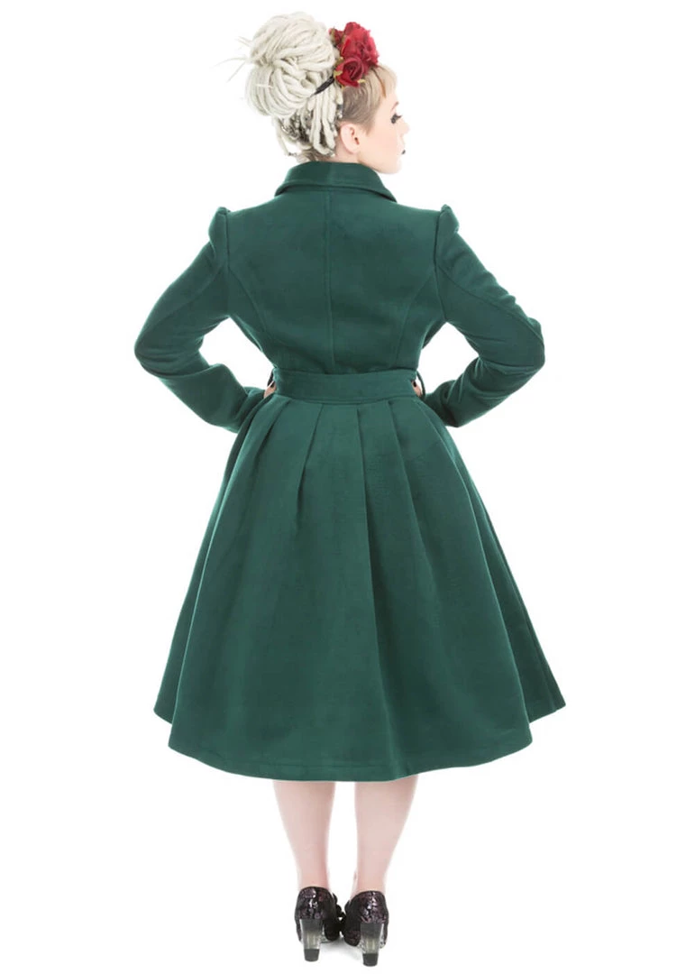 Hearts & Roses Hermeline 50's Swing Coat Teal Green New In