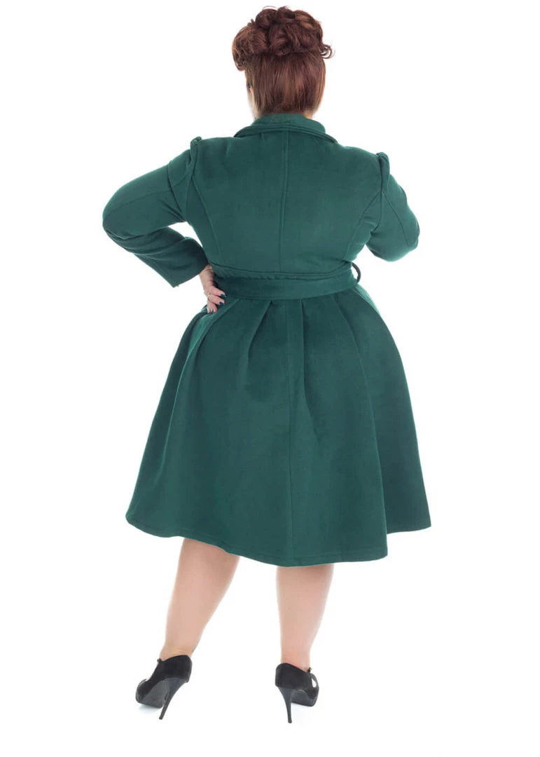 Hearts & Roses Hermeline 50's Swing Coat Teal Green New In