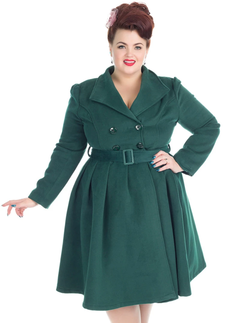 Hearts & Roses Hermeline 50's Swing Coat Teal Green New In