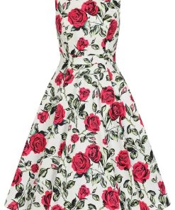 Hearts & Roses Hazel Floral 50's Swing Dress Ivory