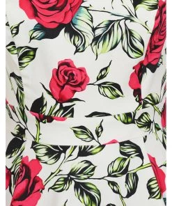 Hearts & Roses Hazel Floral 50's Swing Dress Ivory
