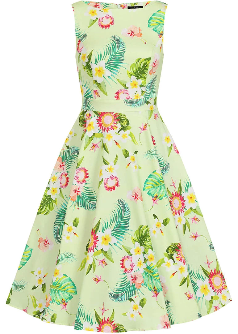 Hearts & Roses Luisa Tropical 50's Swing Dress Yellow