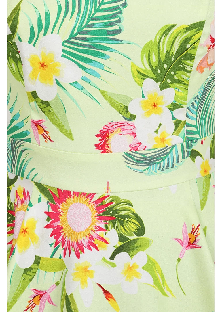 Hearts & Roses Luisa Tropical 50's Swing Dress Yellow