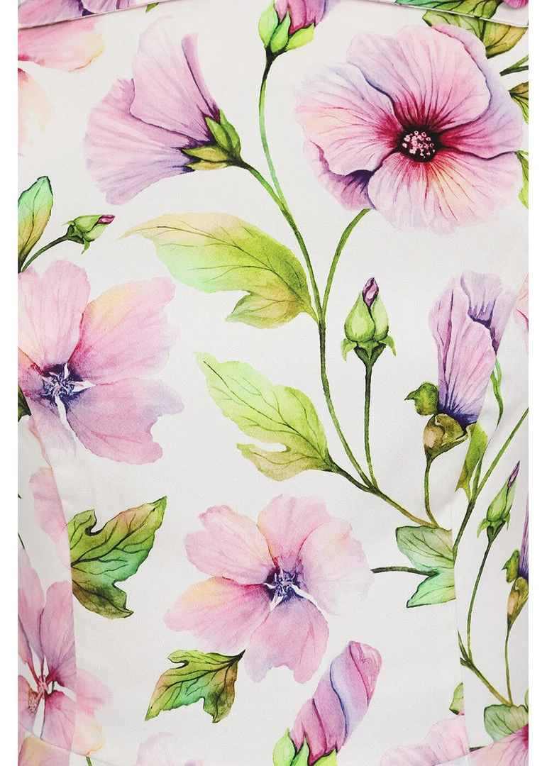 Hearts & Roses Naomi Floral 50's Swing Dress White New In