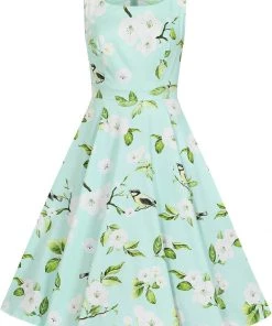 Hearts & Roses Andrea Floral 50's Swing Dress Green