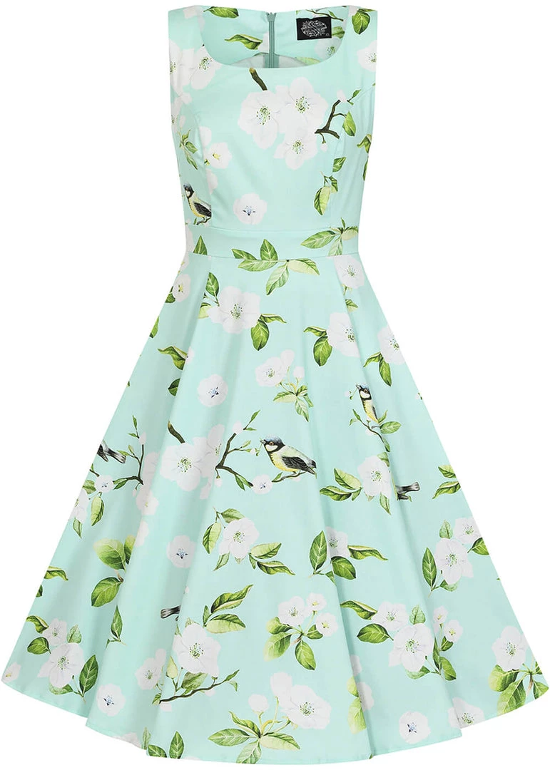 Hearts & Roses Andrea Floral 50's Swing Dress Green