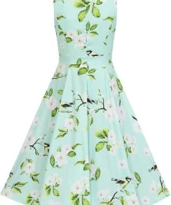 Hearts & Roses Andrea Floral 50's Swing Dress Green