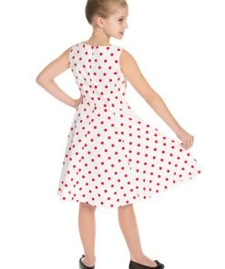 Hearts & Roses Kids Cindy Polkadot 50's Swing Dress White