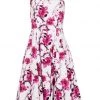 Hearts & Roses Pink Cherry Blossom 50's Swing Dress White