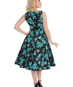 New In Hearts & Roses Rosacea 50's Swing Dress Black
