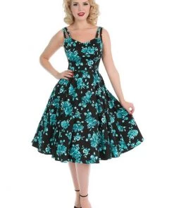 New In Hearts & Roses Rosacea 50's Swing Dress Black
