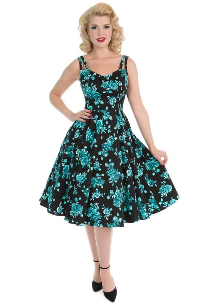 New In Hearts & Roses Rosacea 50's Swing Dress Black
