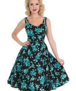 New In Hearts & Roses Rosacea 50's Swing Dress Black