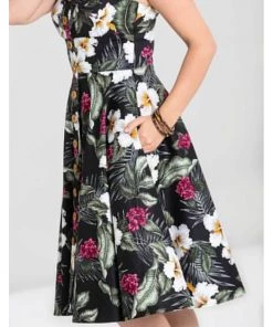 New In Hell Bunny Tahiti 50's Swing Dress Black