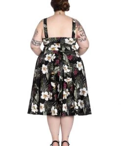 New In Hell Bunny Tahiti 50's Swing Dress Black