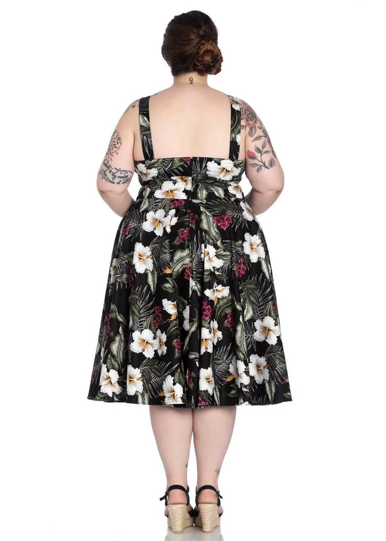 New In Hell Bunny Tahiti 50's Swing Dress Black