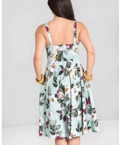 New In Hell Bunny Tahiti 50's Swing Dress Green