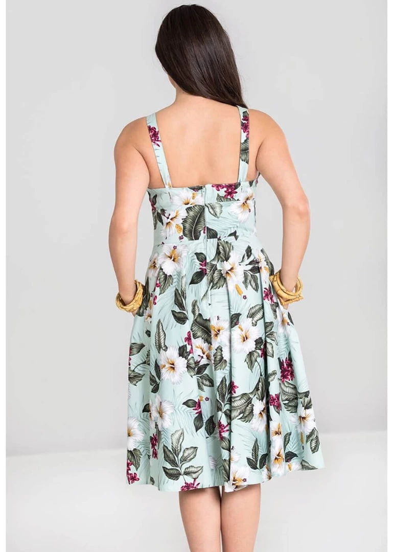 New In Hell Bunny Tahiti 50's Swing Dress Green