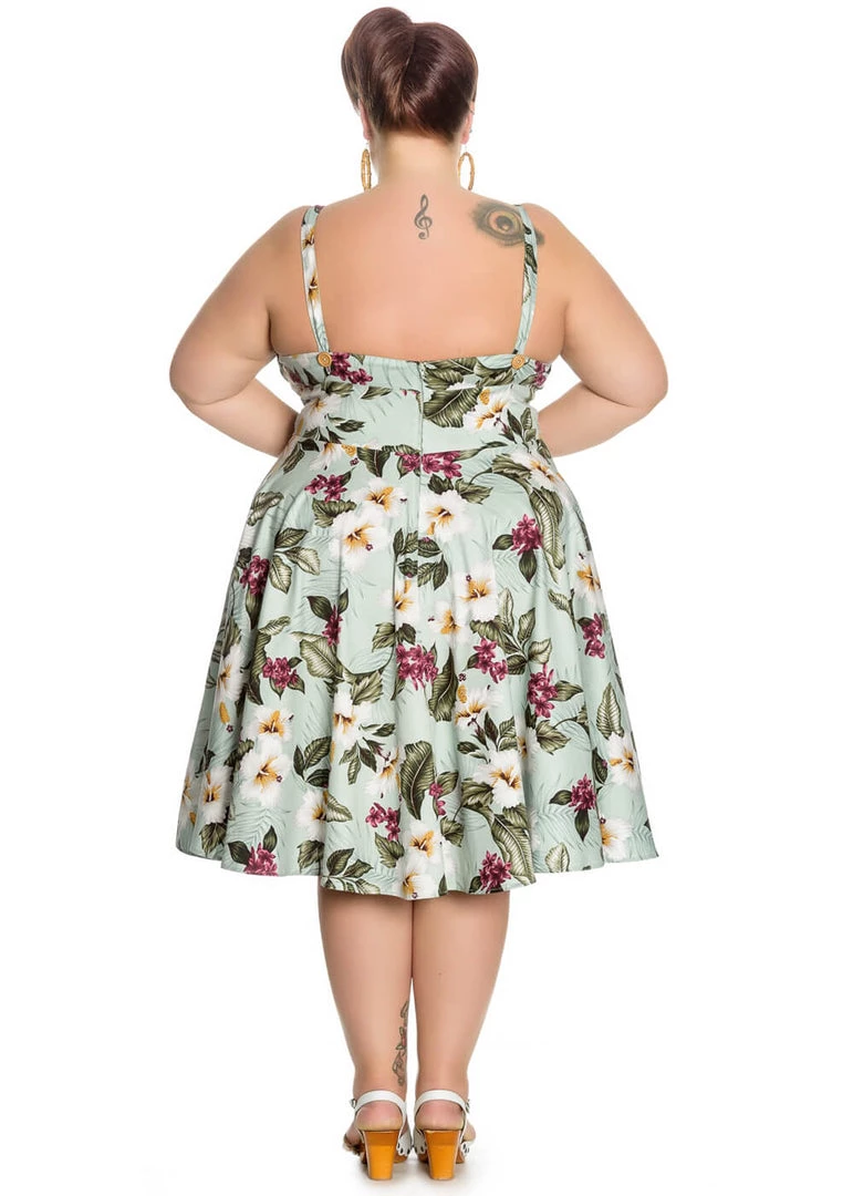 New In Hell Bunny Tahiti 50's Swing Dress Green