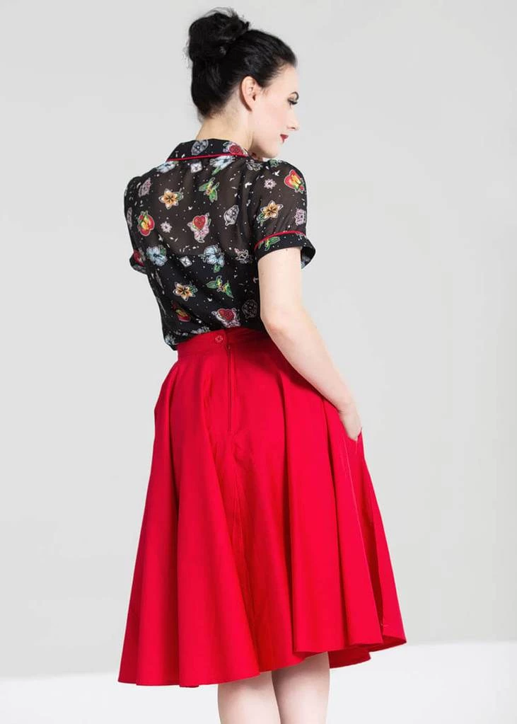 Hell Bunny Paula 50's Swing Skirt Red New In
