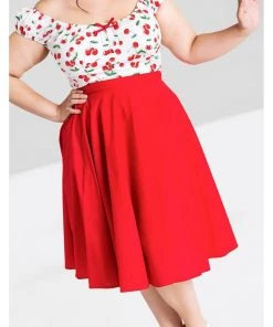 Hell Bunny Paula 50's Swing Skirt Red New In