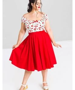 Hell Bunny Paula 50's Swing Skirt Red New In