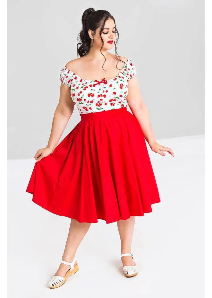 Hell Bunny Paula 50's Swing Skirt Red New In