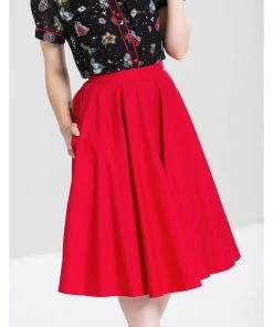 Hell Bunny Paula 50's Swing Skirt Red New In