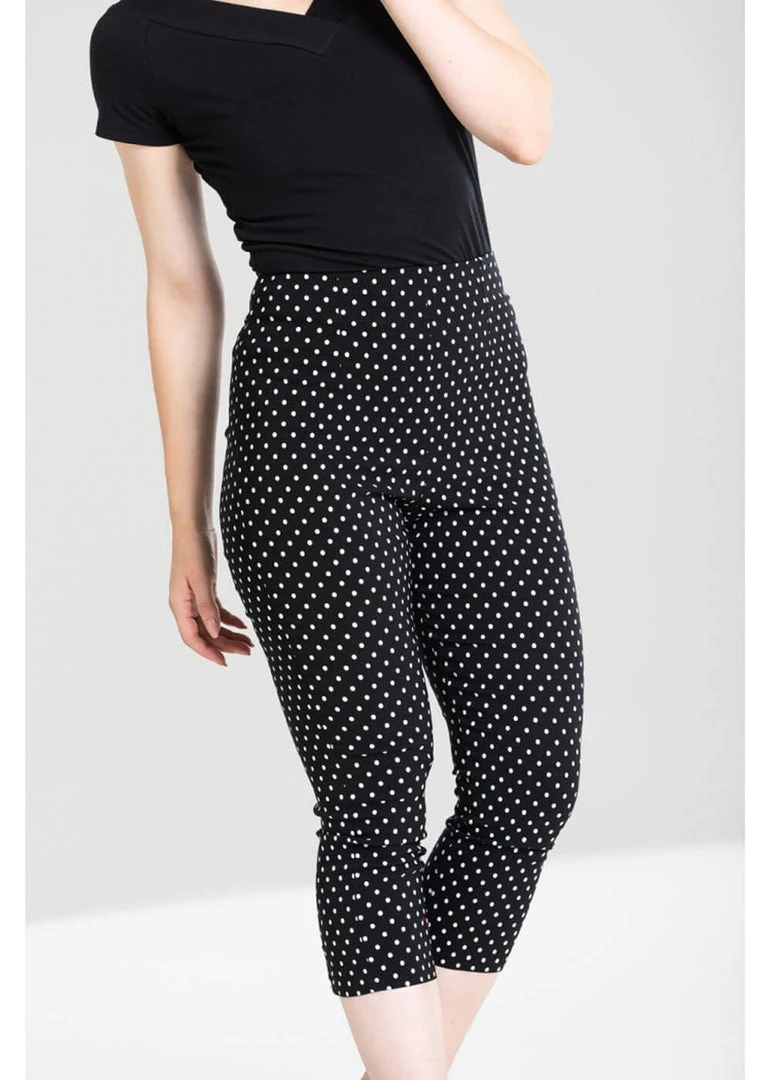 New In Hell Bunny Kay Polkadot 50's Capri Trousers Black