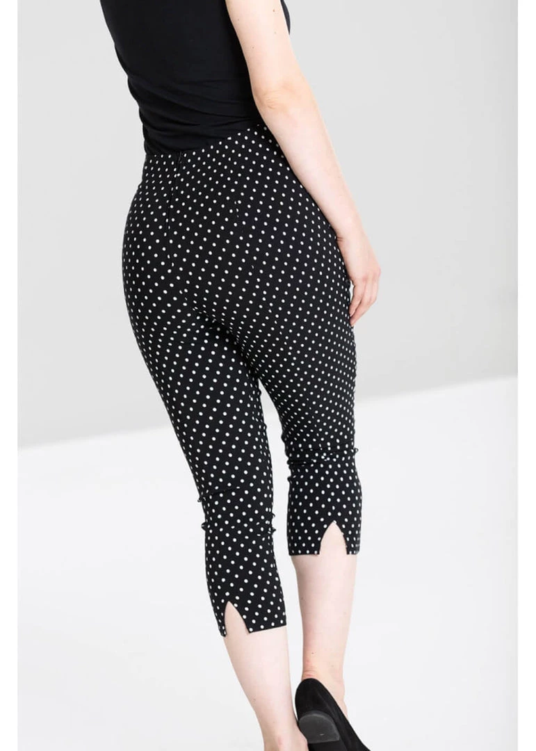 New In Hell Bunny Kay Polkadot 50's Capri Trousers Black