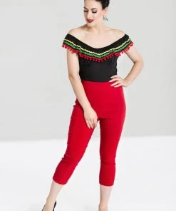 Hell Bunny Tina 50's Capri Trousers Red