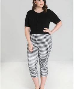 New In Hell Bunny Judy Gingham 60's Capri Trousers Black White