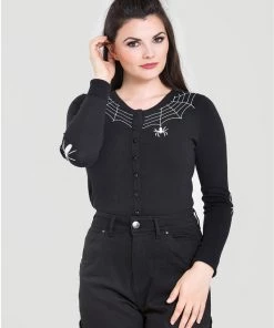 Hell Bunny Spider 50's Cardigan Black New In