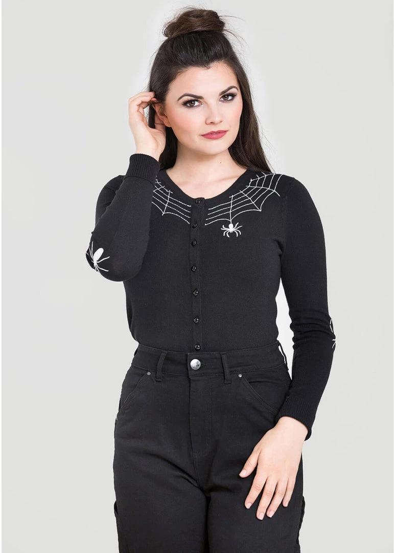 Hell Bunny Spider 50's Cardigan Black New In