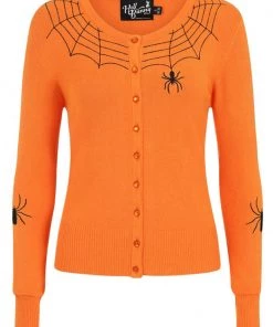 Hell Bunny Spider 50's Cardigan In Orange New In